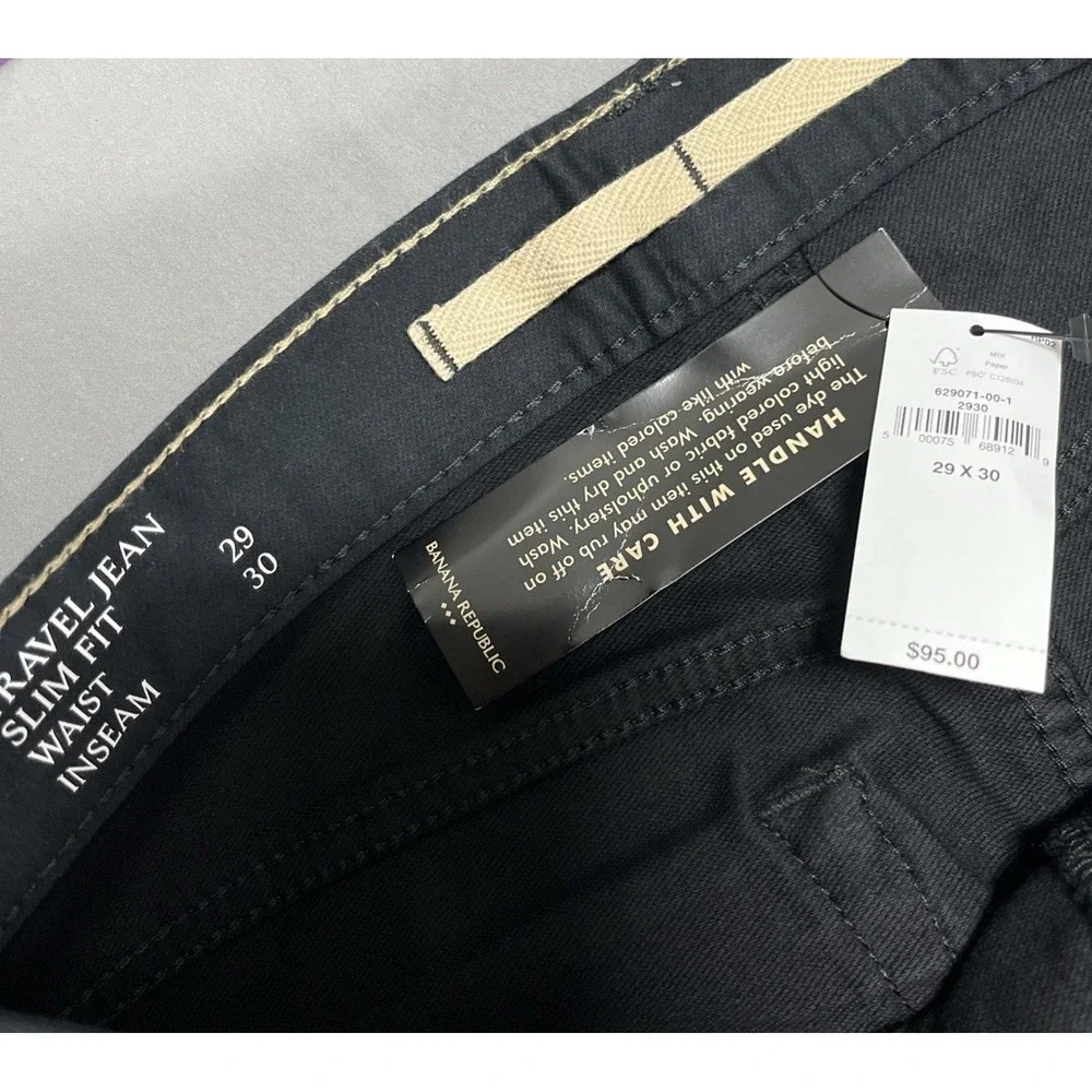 Banana Republic Mens Slim Fit Travel Jean Stretch Black Pants 29x30